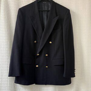 Aquascutum of London vintage navy wool double-breasted men's blazer large [READ]